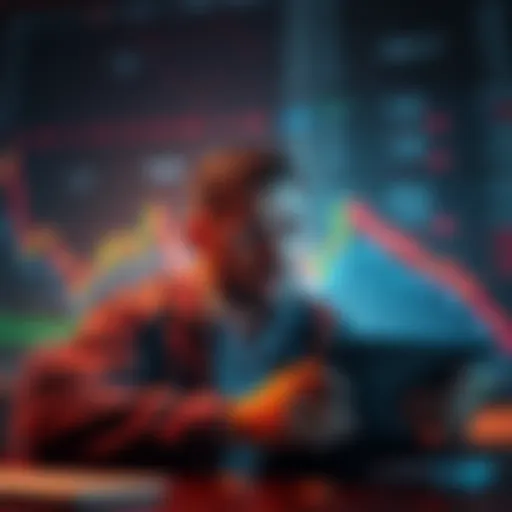 Liquidity Provider Struggles A frustrated investor looking at fluctuating charts and gas fees while managing decentralized finance investments.