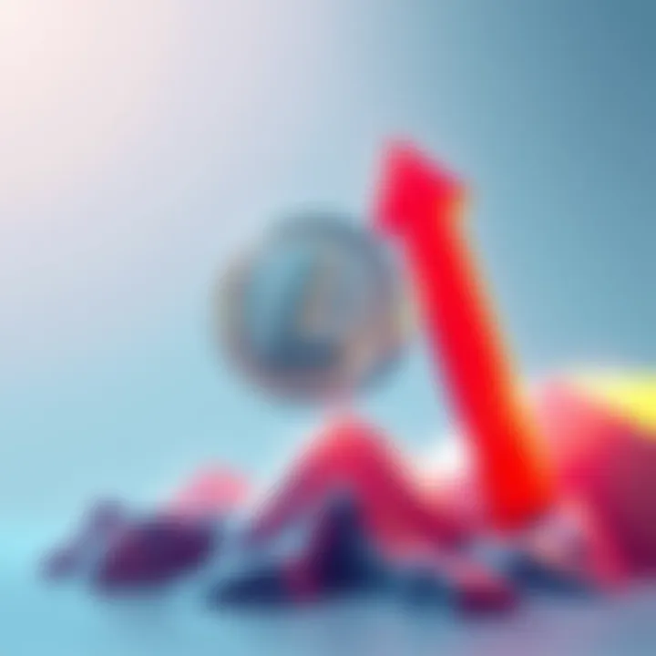 Illustration of Litecoin logo with an upward arrow, symbolizing growth and support levels of $96 and $112