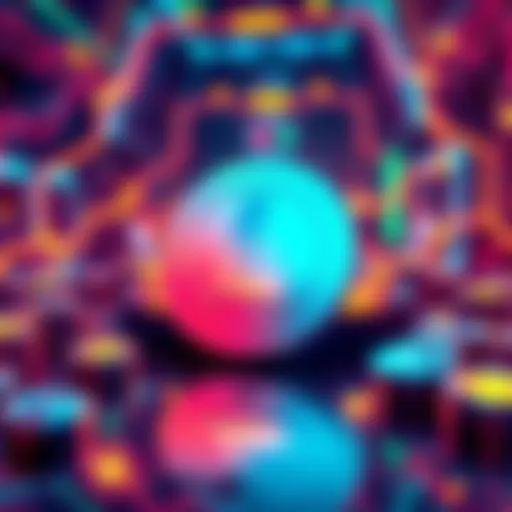 Graphic showing Litecoin logo with digital payment icons in a vibrant setting