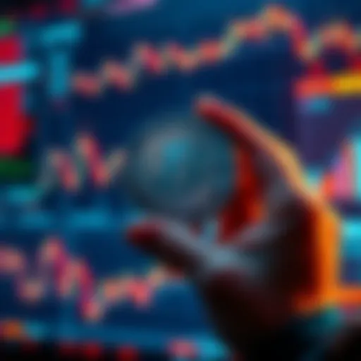 Litecoin Guide Cover Illustration of a person holding a Litecoin coin with a digital background showing graphs and charts related to cryptocurrency.