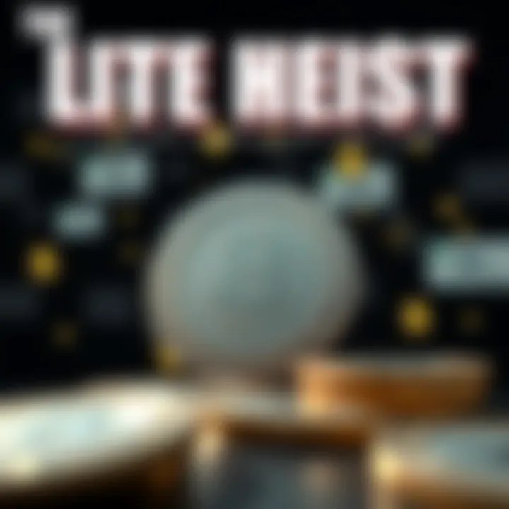 Litecoin Heist Graphic A visual representation of a Litecoin theft with currency symbols and a dark background, highlighting the impact on the market.