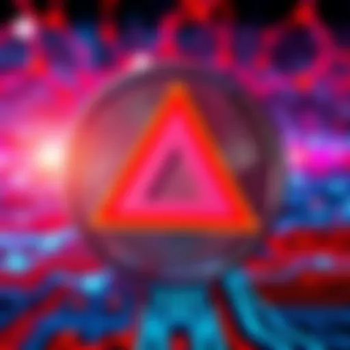 A digital representation of the Litecoin logo with a warning sign, symbolizing network disruption and block reorganization due to a bug.