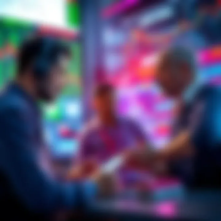 Traders engaging in a discussion about Litecoin market trends and strategies