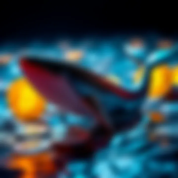 A graphic showing whale icons with Litecoin symbols, representing significant holders in the cryptocurrency market.