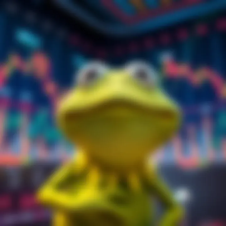 A cartoon frog representing Little Kermit looks worried while market charts show decline. Investors are concerned about market cap changes.