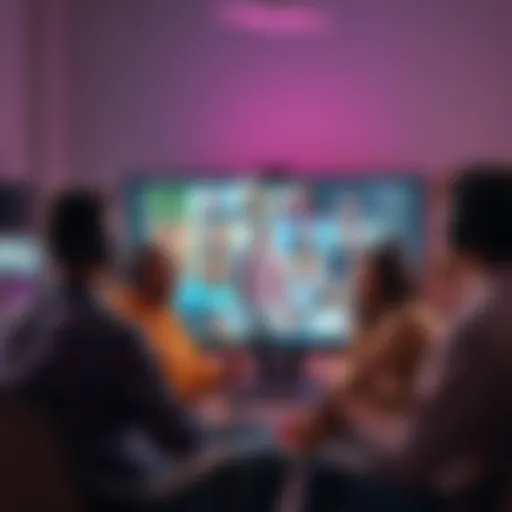 A group of diverse video creators on a live stream discussing their experiences with a new platform.