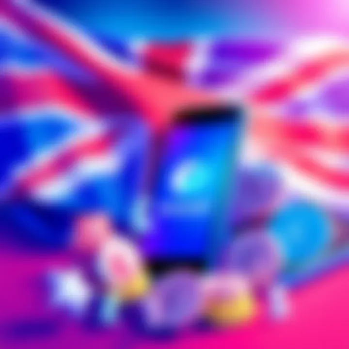 Illustration showing a UK flag, a smartphone displaying the Revolut app, and Euro currency symbols, emphasizing local currency IBANs for payments.