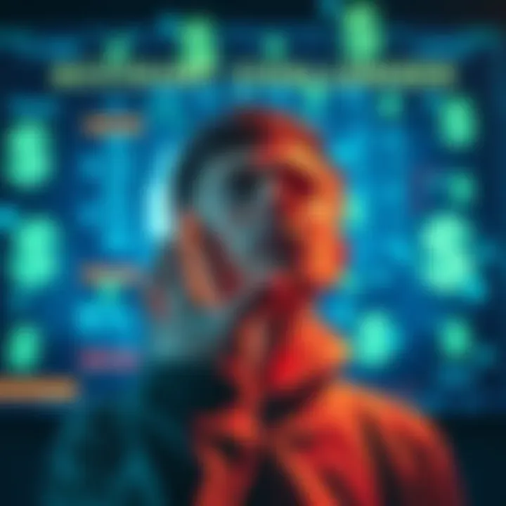 A frustrated user staring at a locked account screen with money symbols in the background