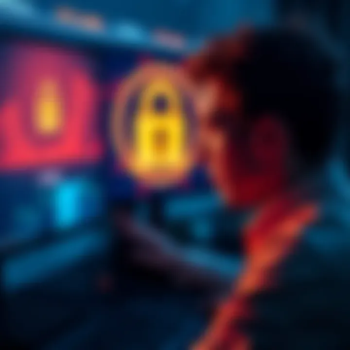 A person looking frustrated at their computer, unable to access their HitBTC account and funds, with a lock symbol displayed on the screen.