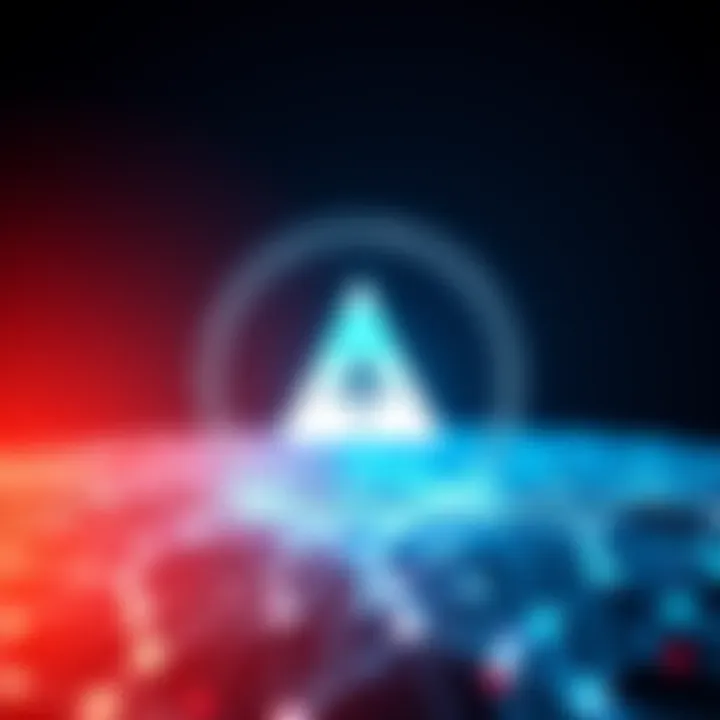 Illustration of Lockheed Martin's logo with a digital blockchain network overlay, symbolizing secure communications technology.