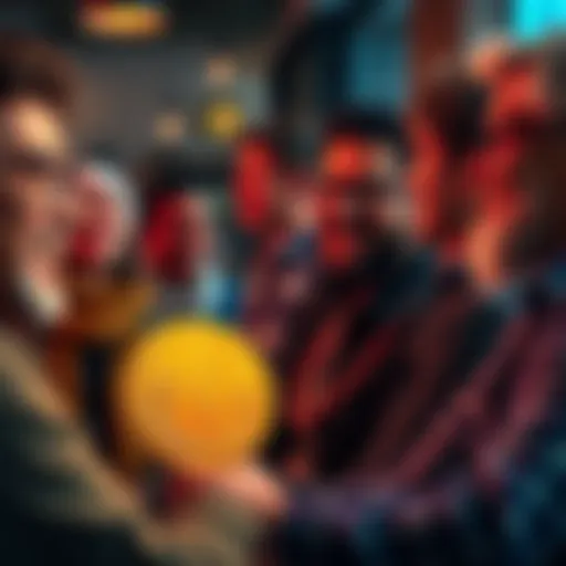 A group of diverse individuals discussing their Bitcoin investment journeys, showing smiles and expressions of reflection