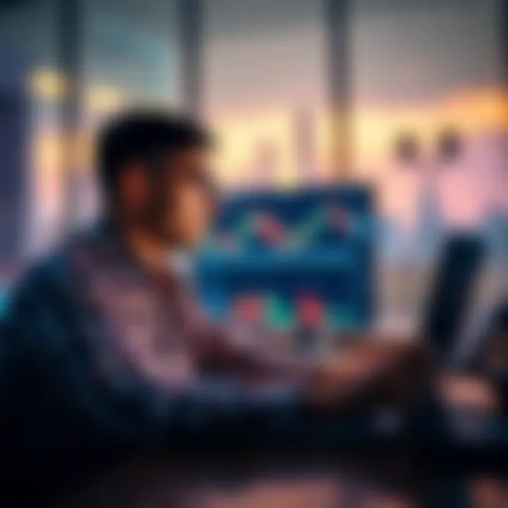 A person reviewing Bitcoin charts on a laptop, looking calm and focused, symbolizing a long-term investment mindset.