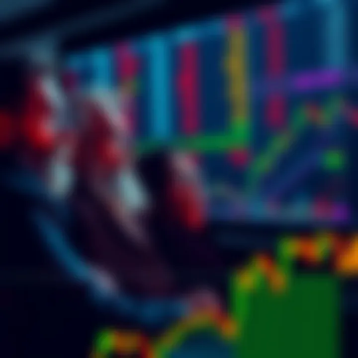 A group of long-term cryptocurrency holders looking at market charts with calm expressions, showing indifference to recent dips.