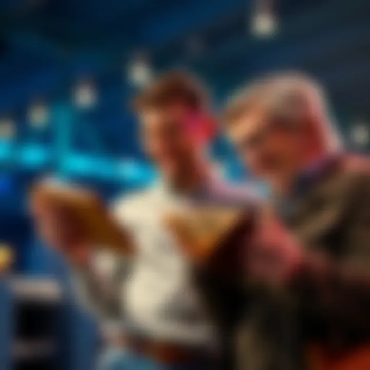 Happy investors checking their wallets with smiles, celebrating gains from their long-term investments.