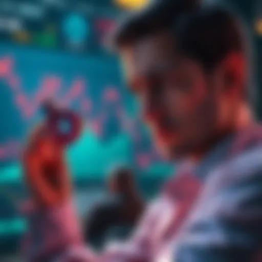 An investor looking disappointed while holding a Loopring token, surrounded by charts showing a decline in value, symbolizing lost hope in the crypto market
