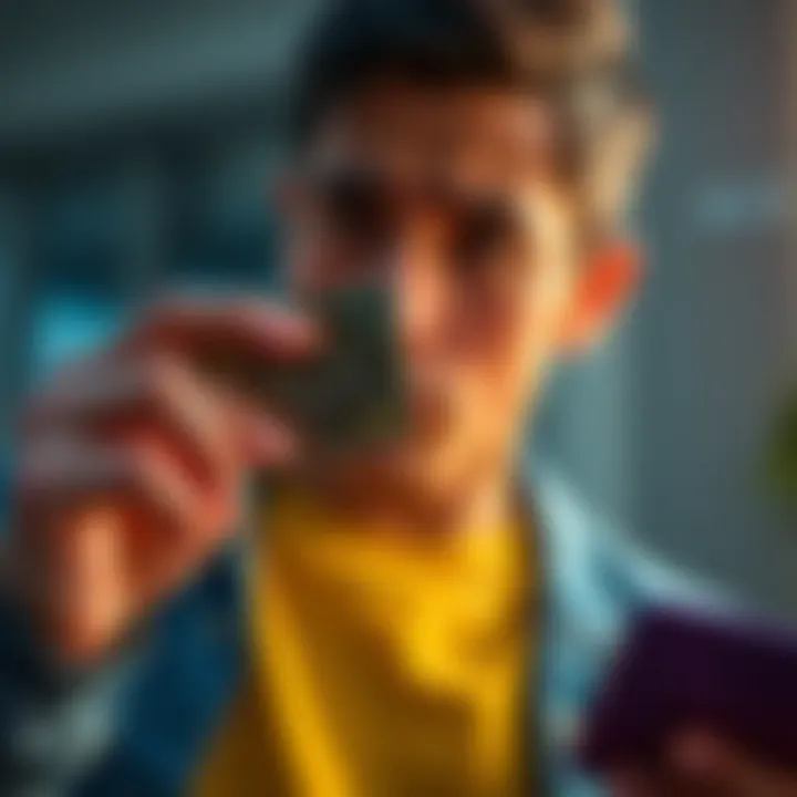 A person looking concerned while holding a credit card, reflecting on the value change due to the lost bonus