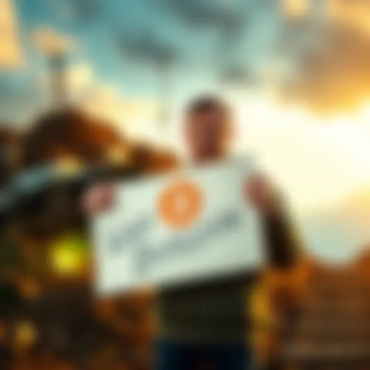 James Howells holds a sign in front of a landfill, representing his decade-long search for a hard drive containing Bitcoin.