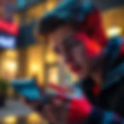 Lost Funds from Revolut Account A person looking frustrated while checking their smartphone, showing a lost funds alert on the screen