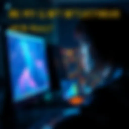 Individual looking at a computer screen, feeling sad about lost GME NFT collection, with digital art displayed on the screen