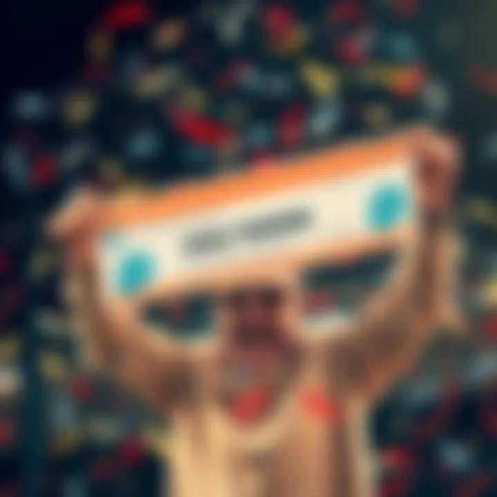 A person excitedly holding a prize check, symbolizing the joy of winning the lottery multiple times, with confetti in the air.