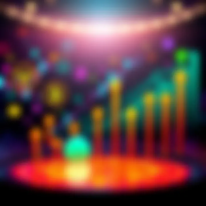 An illustration of low-cap crypto project symbols with upward arrows and charts, representing growth and potential in the market.