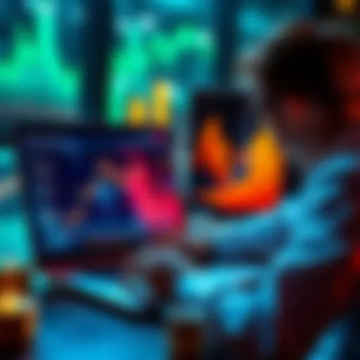 A person analyzing cryptocurrency platforms for dollar-cost averaging with charts and graphs on a laptop.