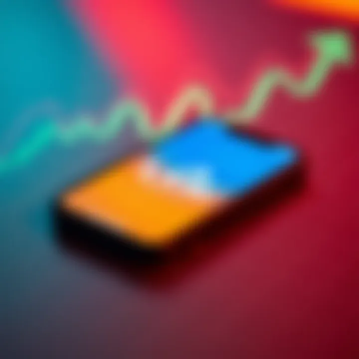 Close-up of a smartphone screen displaying the LSW wallet app, with a background showing a rising graph symbolizing Loopring's price increase.