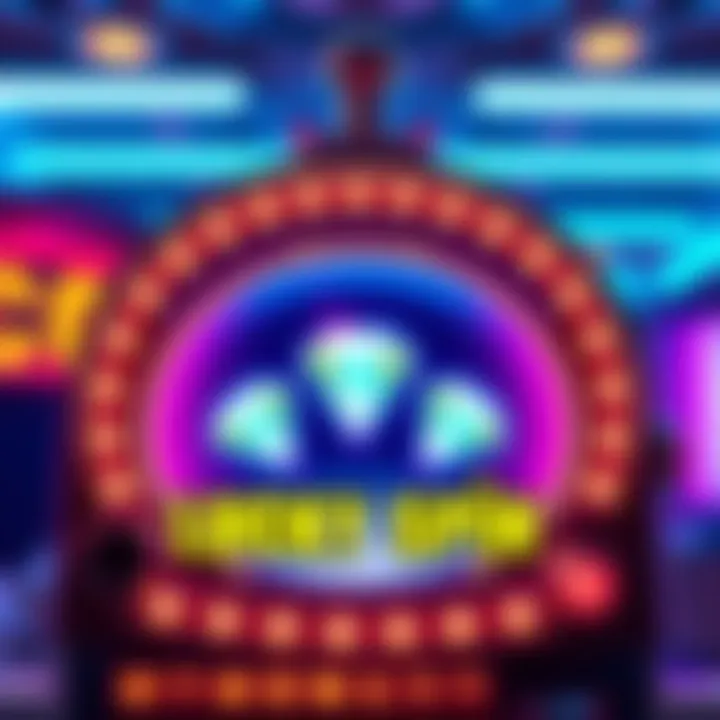A colorful slot machine displaying five glowing diamonds after a player spins, celebrating a big win.