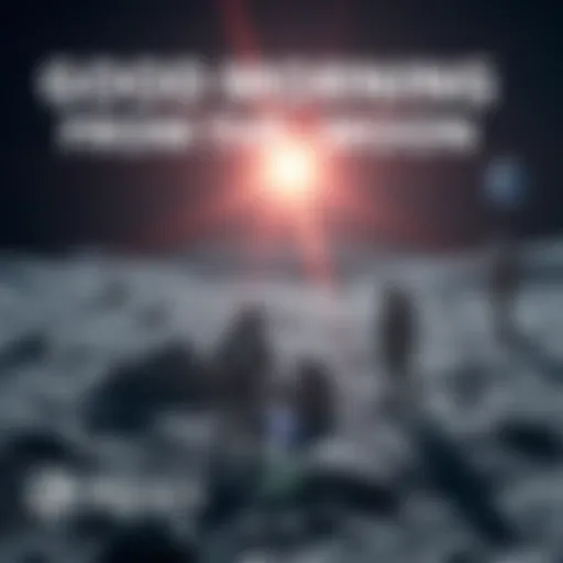 Lunar Exploration Scene Astronauts working on the Moon's surface with Earth visible in the background