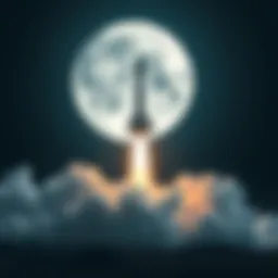 A rocket launching towards the moon, symbolizing advancements in lunar exploration.