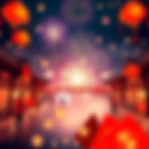 Festive scene with red envelopes and fireworks for Lunar New Year promotion by BitMart