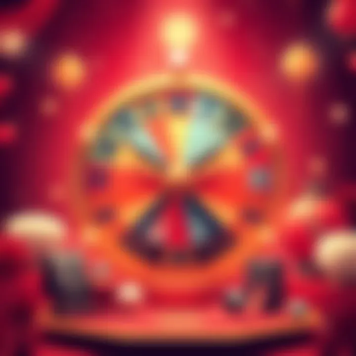 Lunar New Year Lucky Draw A colorful wheel with prizes for the Lunar New Year, including a cruise, drone, and wallet, surrounded by festive decorations.