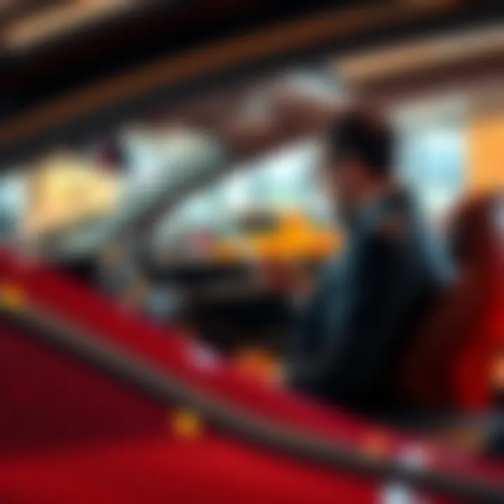 A person examining a high-end used car in a dealership, showcasing luxury features and a price tag over $100K.