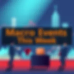 Macro Events This Week Illustration showing key economic indicators like graphs, charts, and people discussing financial trends