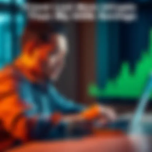 Man comparing cryptocurrency losses to 401k savings A man looks frustrated while viewing cryptocurrency charts on his laptop, with a contrasting image of a steady rising graph representing 401k savings on the side.