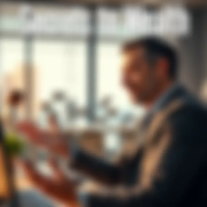 A confident businessman sharing financial tips in an office setting