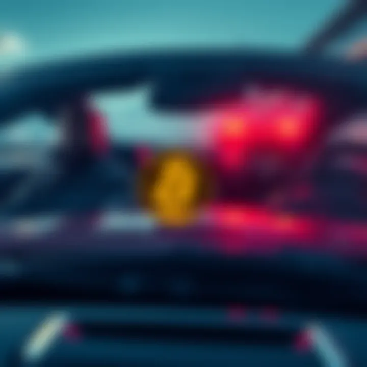 A man driving a sports car at high speed while discussing his Bitcoin investment.