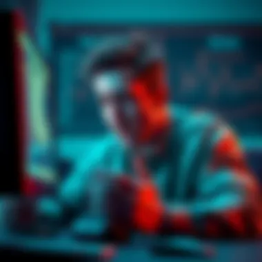 Man Losing Money in Crypto Scam A distressed man looks at his computer screen in shock after losing money to a crypto scam, representing the risks of digital assets.