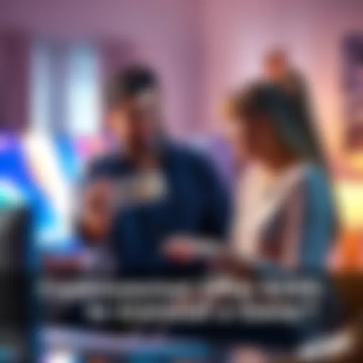 A man handing a $100 bill to his girlfriend while she looks at a video game console, debating whether to uninstall the game.