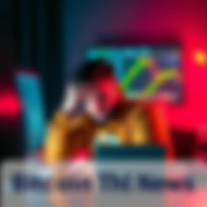 A distressed man sitting at a computer with a Bitcoin chart on the screen and a sad expression, symbolizing his loss after a hack.