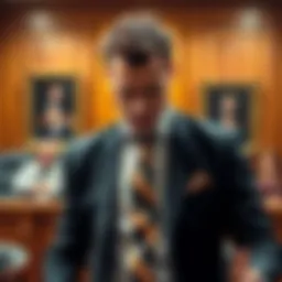 A man in a courtroom setting, expressing distress as he presents his case about his wife allegedly stealing Bitcoin through CCTV access.