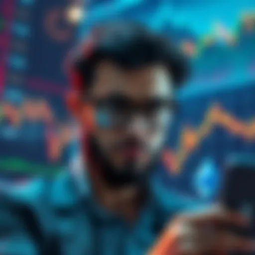 A business professional looking concerned while analyzing cryptocurrency charts, symbolizing influence on Ethereum's price drop.