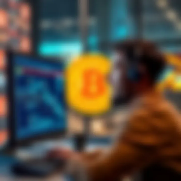 A man looks at his computer screen, excited after using AI technology to recover Bitcoin he lost years ago.
