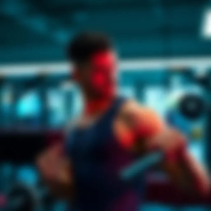 A fit man lifting weights in a modern gym, showcasing strength and determination.