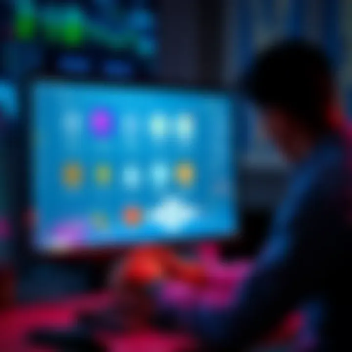 A person organizing funds on a computer screen with various blockchain logos displayed, symbolizing multichain investments.