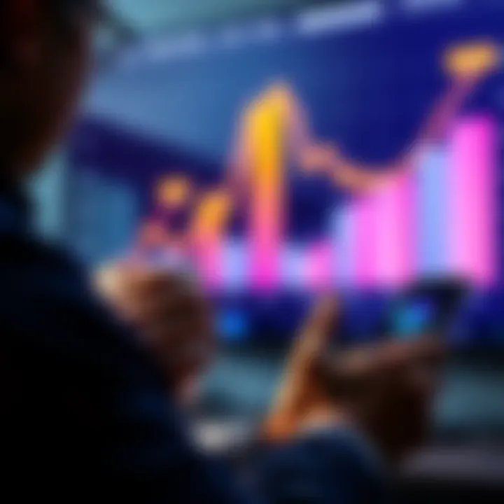 A person reviewing app earnings on a smartphone, planning to reinvest for subscription costs, with a chart showing atlas bucks growth in the background.