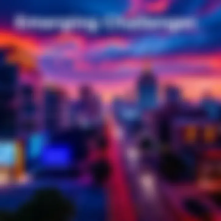 A vibrant city scene showing Manchester with a focus on new business developments and activity, symbolizing competitive growth in New Hampshire.