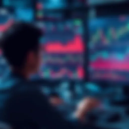 Margex Trading Platform Active trader analyzing the Margex trading platform during a market event with graphs and charts on the screen.