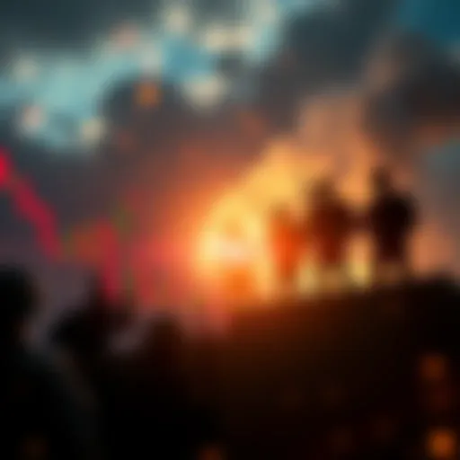 A graphic showing a stock market chart plummeting with silhouettes of soldiers in the background, representing the conflict between financial crises and global wars.