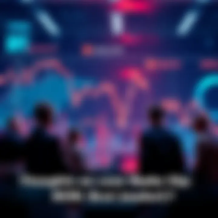 Market Dip Analysis A graph showing a downward trend in stock prices, with people discussing its implications, highlighting uncertainty in the market.